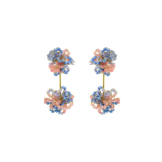 Soft Pink & Blue Mix Agatha Handmade Crochet Earrings