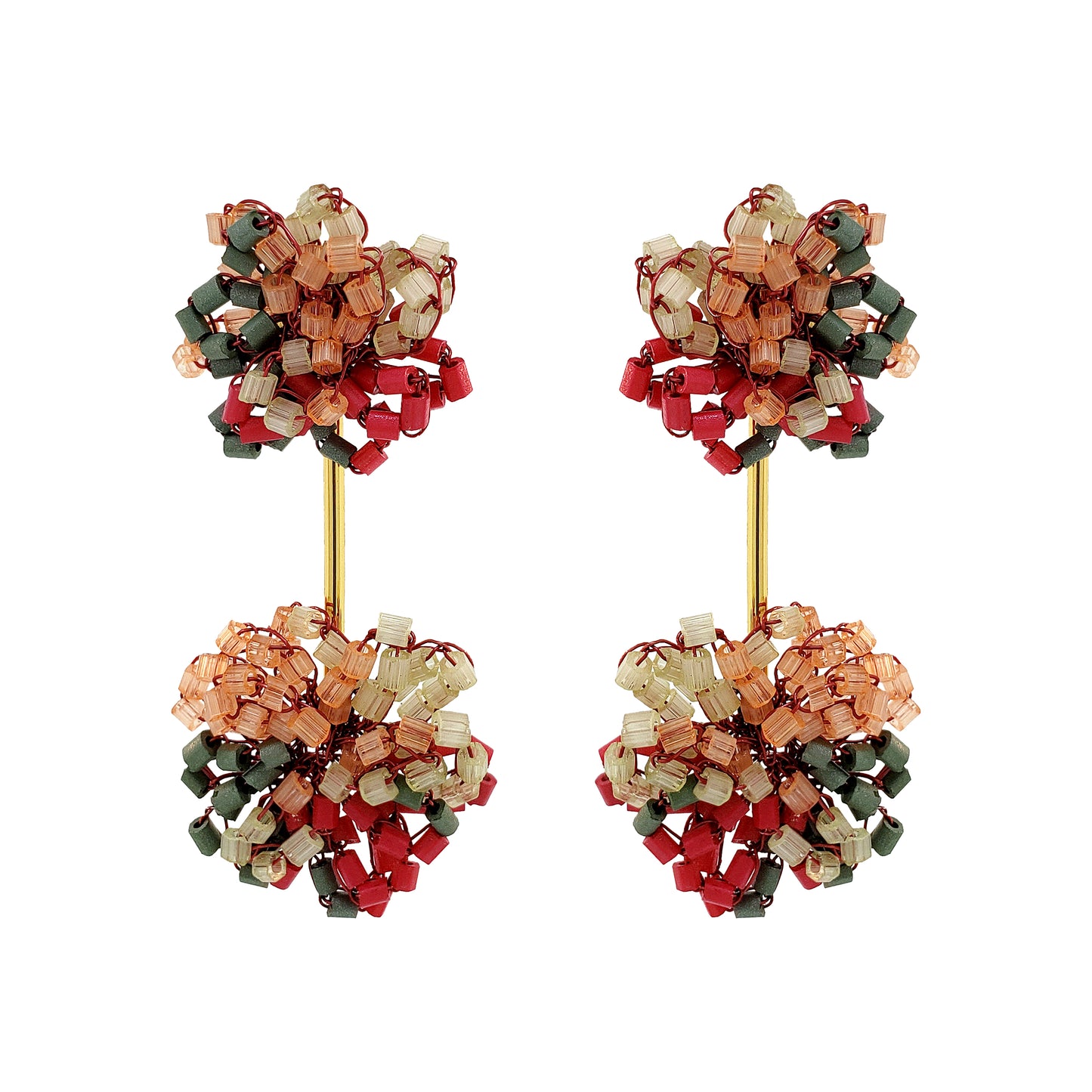 Sunset Coral Mix Agatha Handmade Crochet Earrings