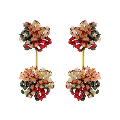 Sunset Coral Mix Agatha Handmade Crochet Earrings