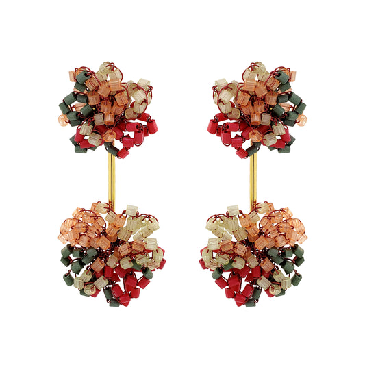 Sunset Coral Mix Agatha Handmade Crochet Earrings