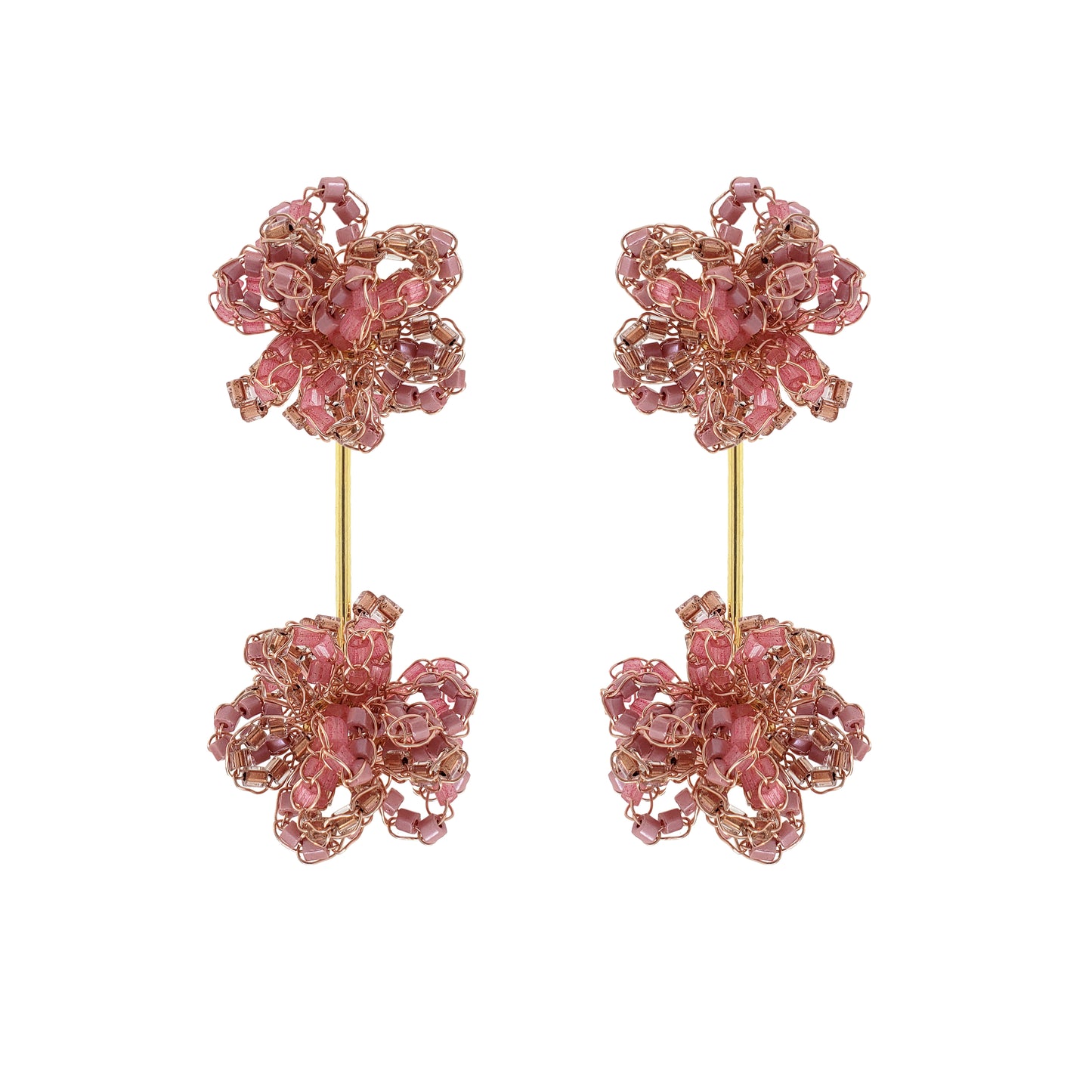 Rose Quartz Mix Agatha Handmade Crochet Earrings