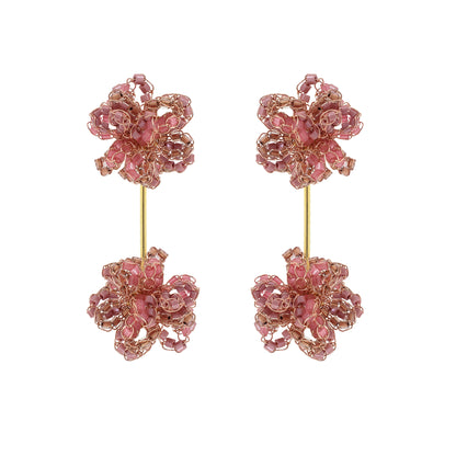 Rose Quartz Mix Agatha Handmade Crochet Earrings