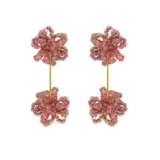 Rose Quartz Mix Agatha Handmade Crochet Earrings