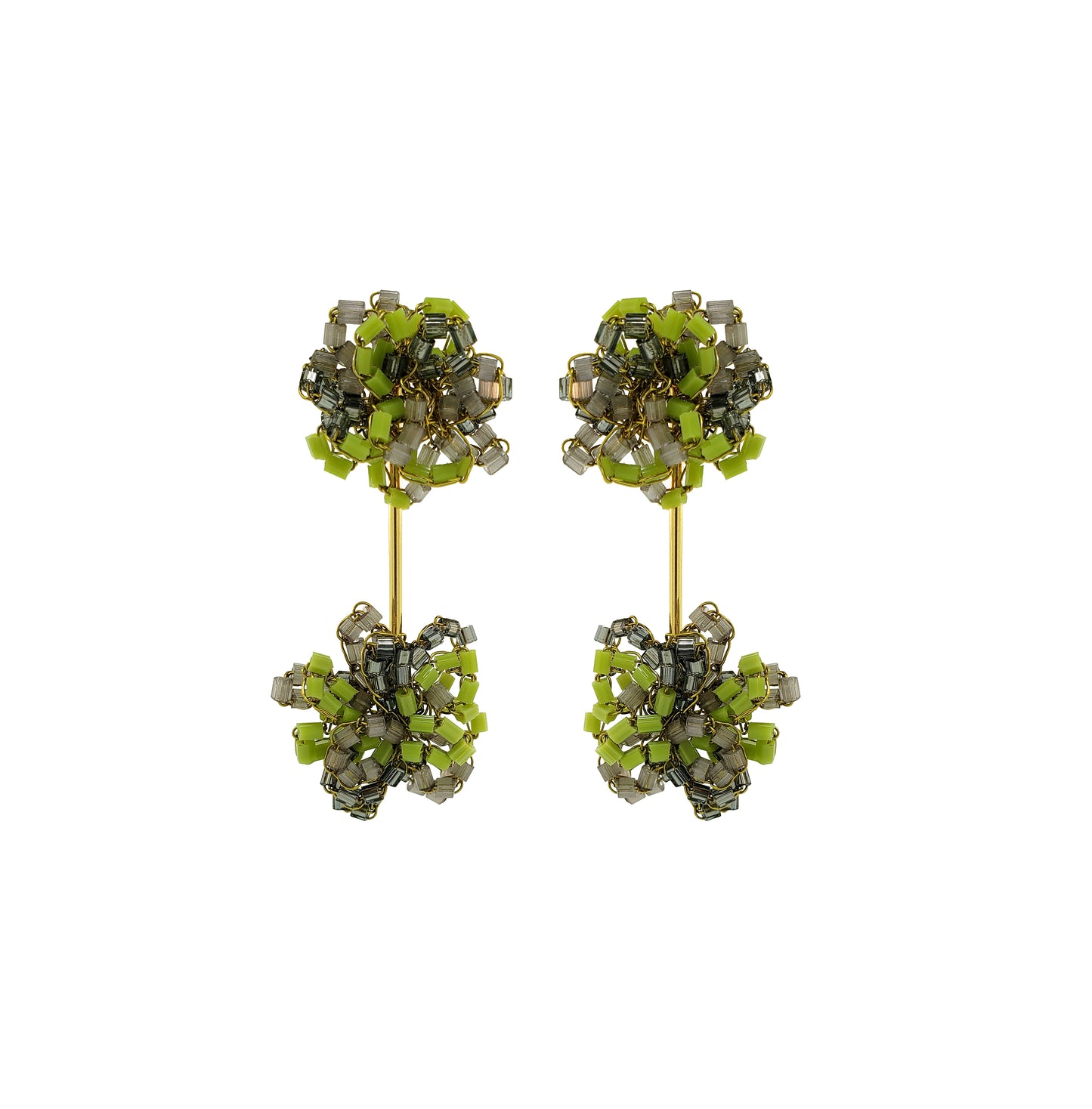 Neon Green Mix Agatha Handmade Crochet Earrings