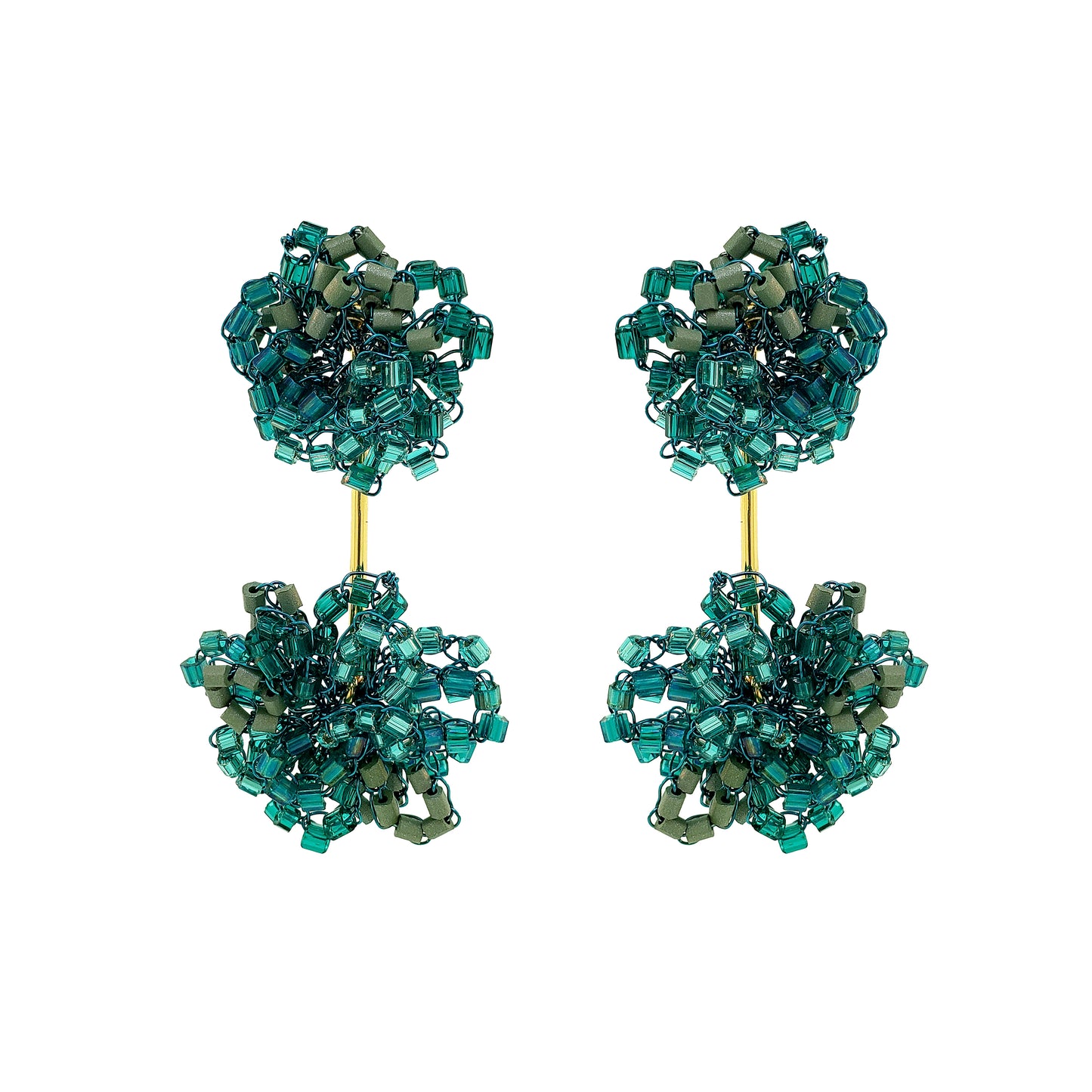 Teal Mix Agatha Handmade Crochet Earrings