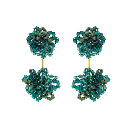 Teal Mix Agatha Handmade Crochet Earrings
