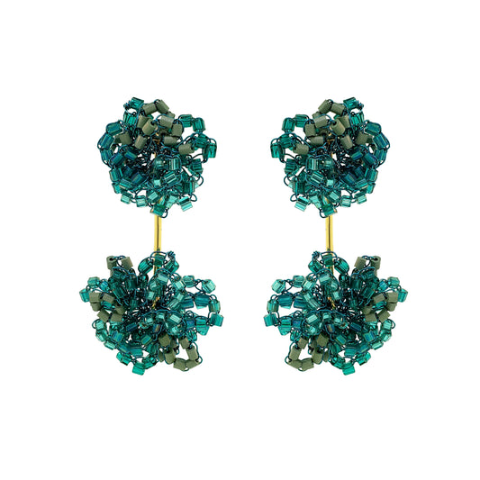Teal Mix Agatha Handmade Crochet Earrings