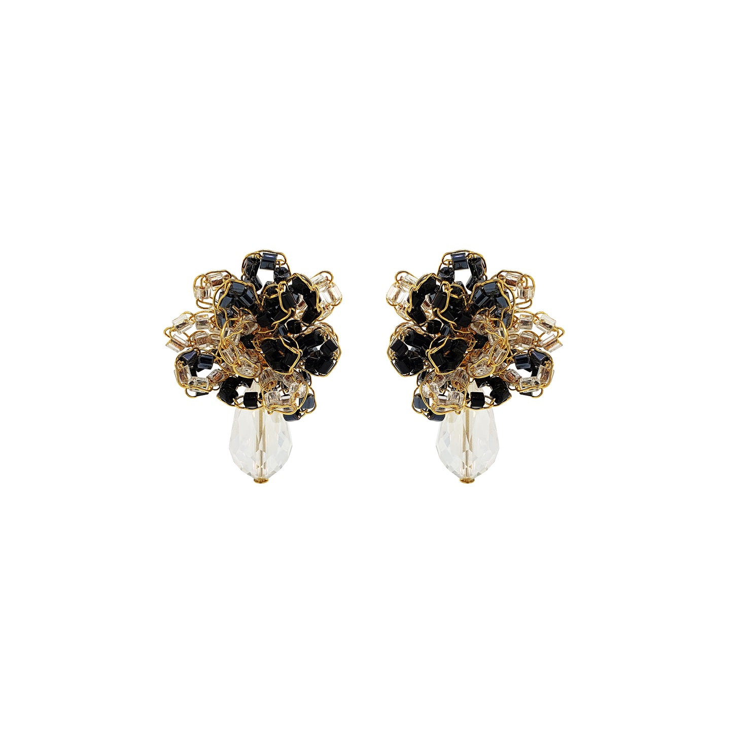 Black Mix Drizzle Mini Post Handmade Earrings