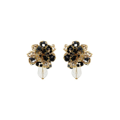 Black Mix Drizzle Mini Post Handmade Earrings