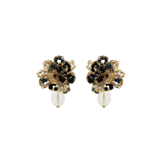 Black Mix Drizzle Mini Post Handmade Earrings