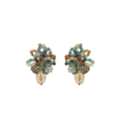 Seafoam Blue Mix Drizzle Mini Post Handmade Earrings