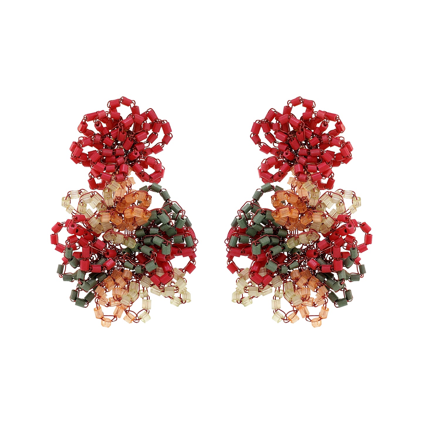 Sunset Coral Mix Agnes Handmade Crochet Earrings