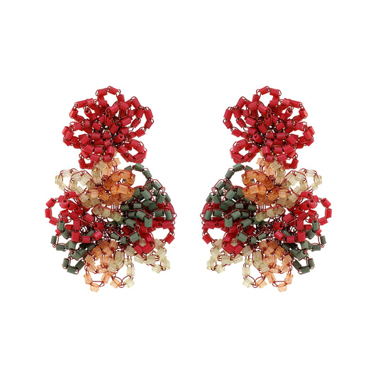 Sunset Coral Mix Agnes Handmade Crochet Earrings