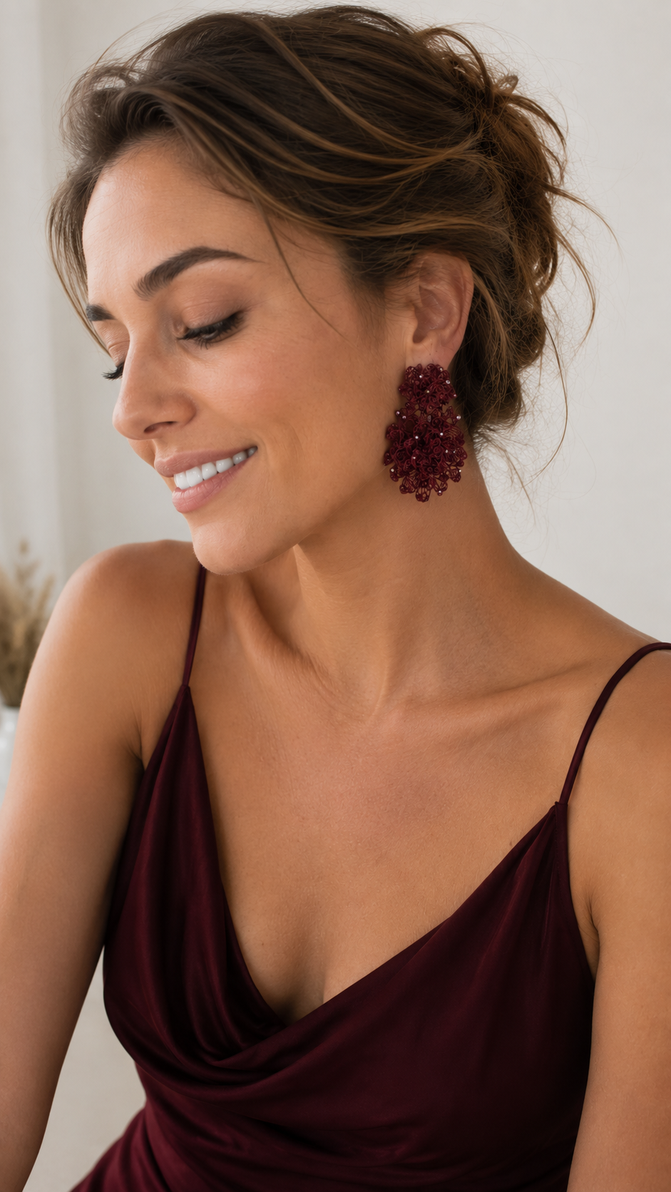Burgundy Mix Agnes Sprinkle Handmade Crochet Earrings