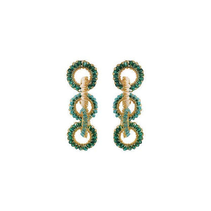 Ocean Teal Mix Nova Maxi Handmade Crochet Earrings