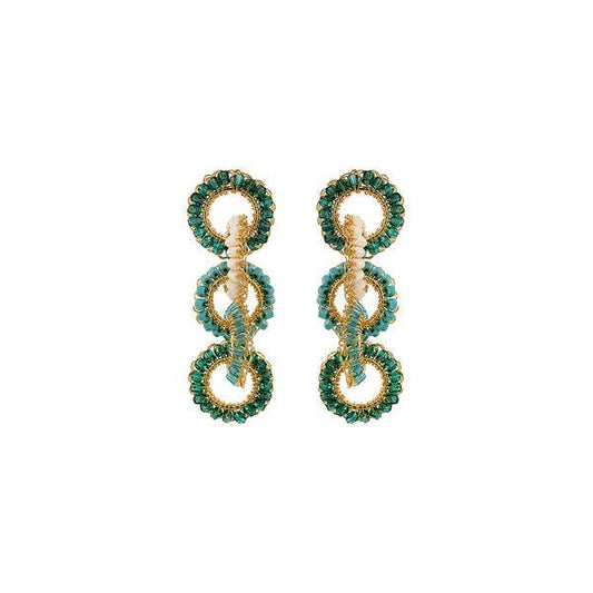 Ocean Teal Mix Nova Maxi Handmade Crochet Earrings