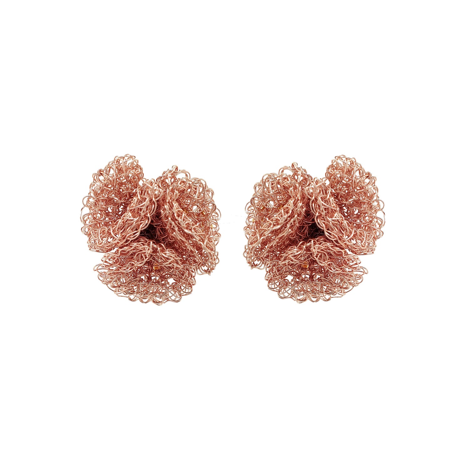 All Rose Gold Reef Trio Post Handmade Crochet Earrings