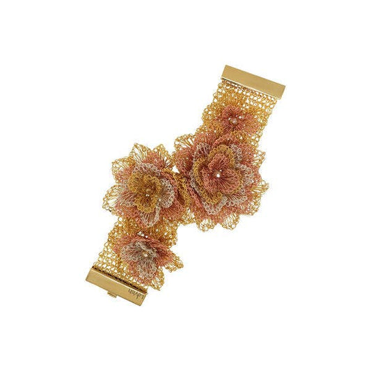 Trio Gold Rose Maxi Handmade Crochet Bracelet