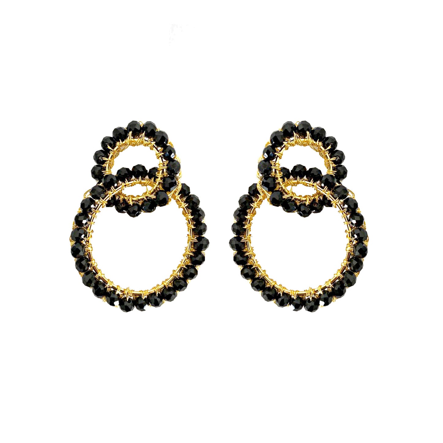 Black & Gold Ellie Handmade Crochet Earrings