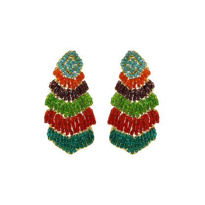 Multi & Gold Chevron Handmade Crochet Earrings