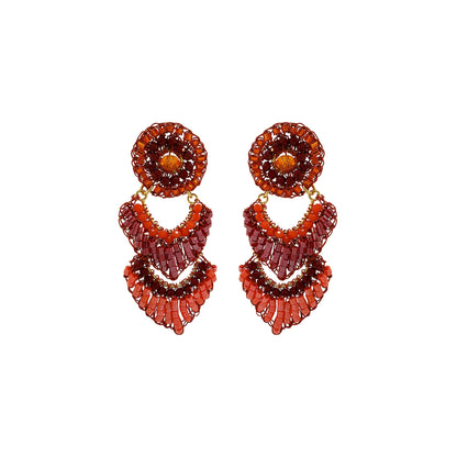Coral Red Mix Siren Handmade Crochet Earrings