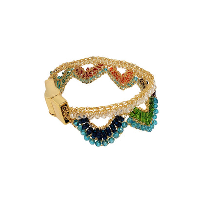 Multi & Gold Mermaid Handmade Crochet Bracelet