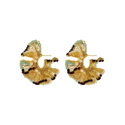 Blue & Brown Mix Rio Hoops Handmade Crochet Earrings