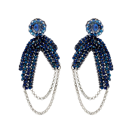 Blue & Silver Freya Maxi Handmade Crochet Earrings