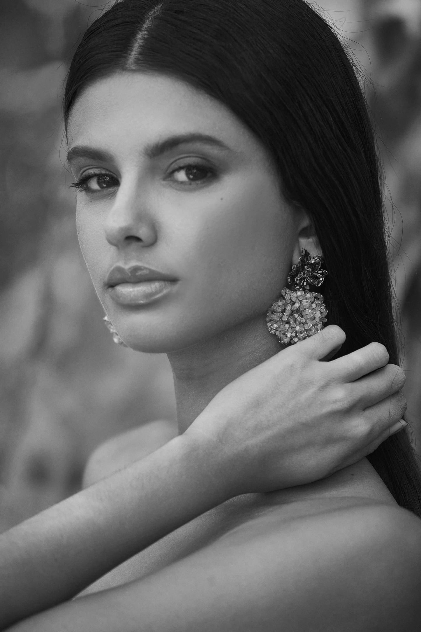 Royal Black Mix Agnes Handmade Crochet Earrings