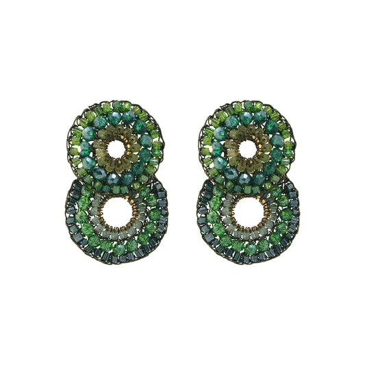 Forest Green Mix Gush Small Handmade Crochet Earrings