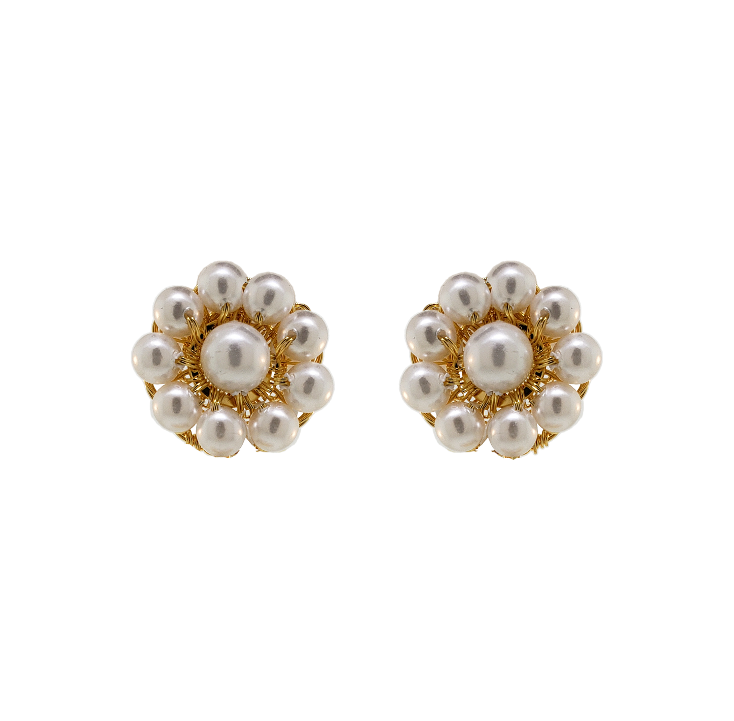 Pearl & Gold Chloe Post Handmade Crochet Earrings