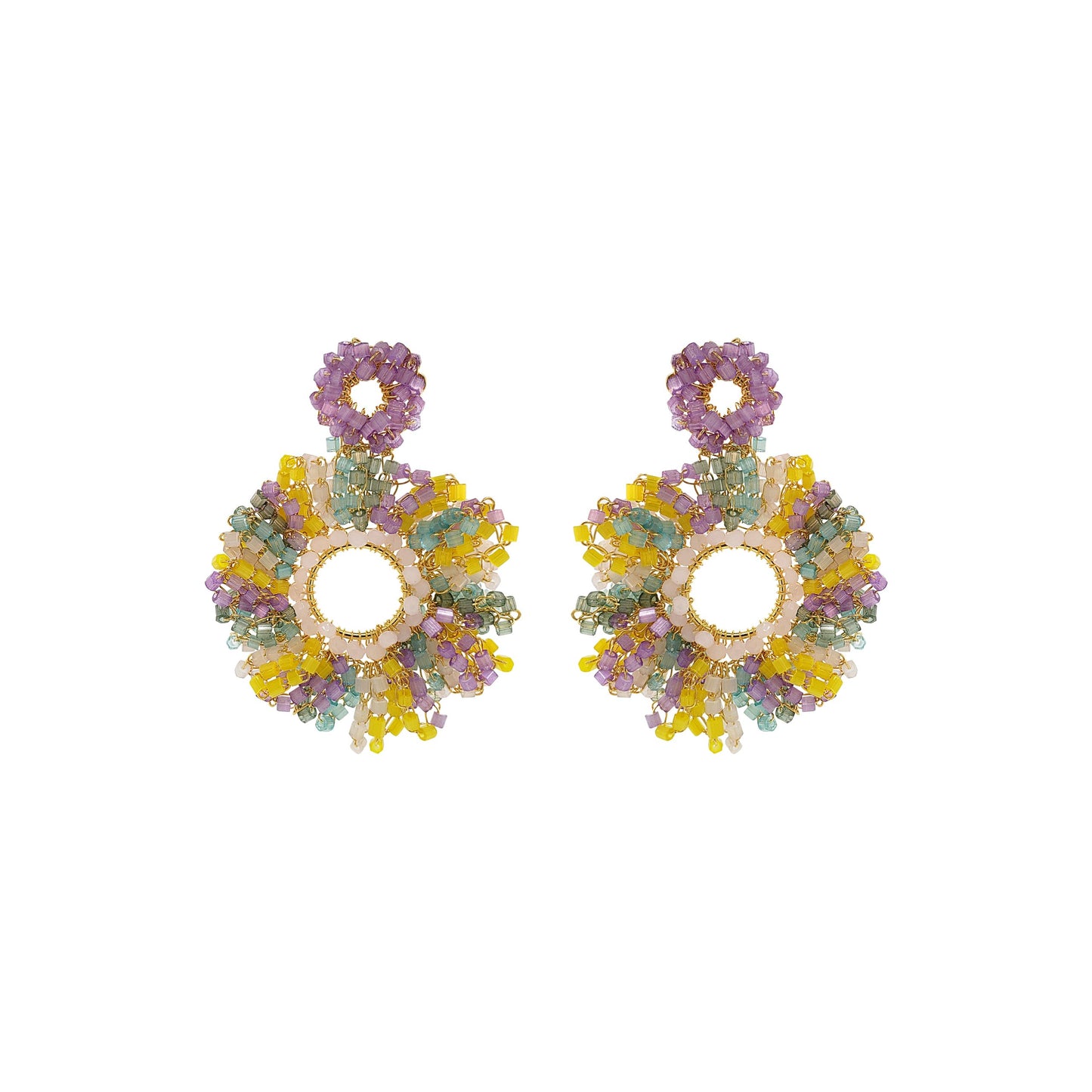 Pastel Mix Marigold Handmade Crochet Earrings