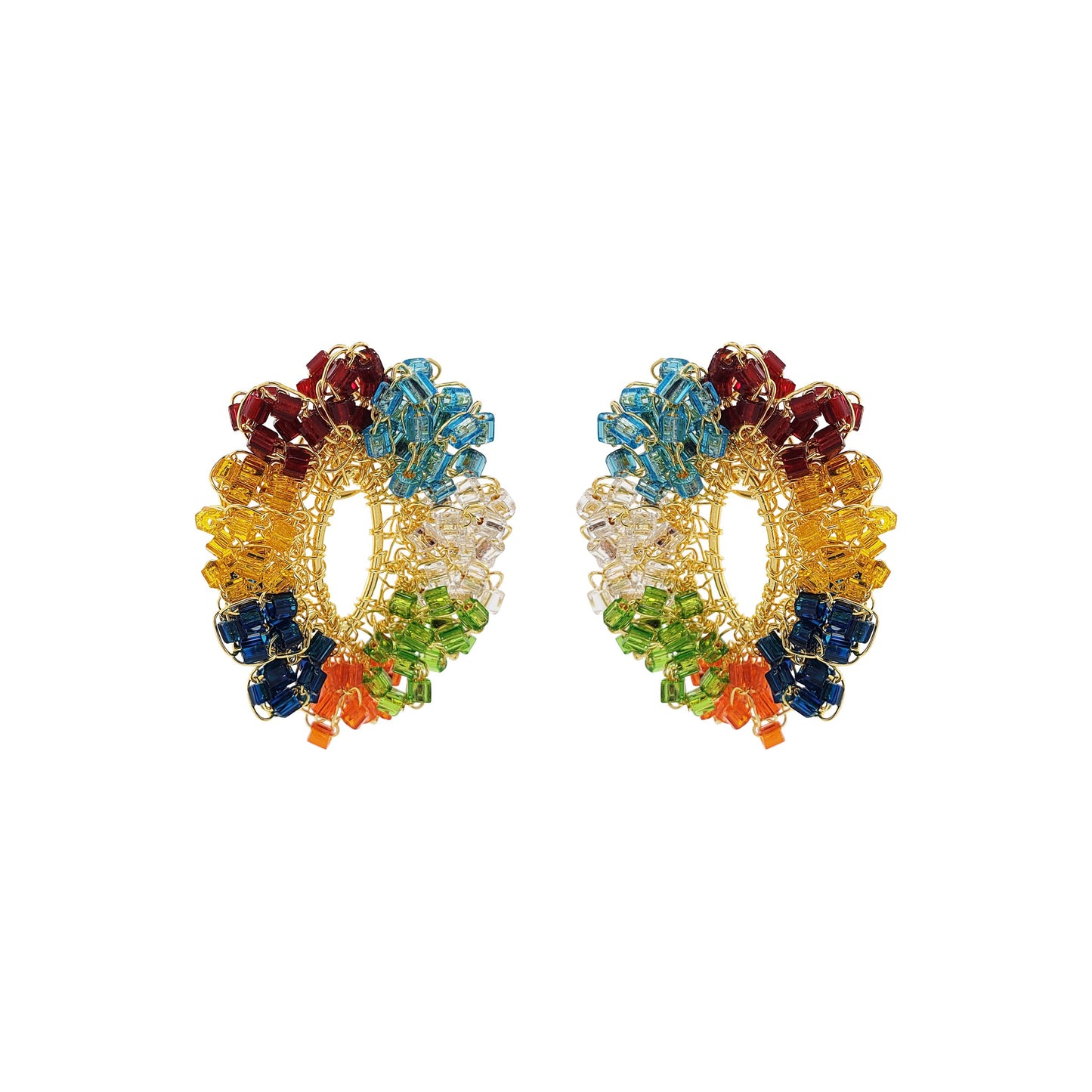 Multi & Gold Roxy Handmade Crochet Earrings