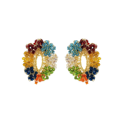 Multi & Gold Roxy Handmade Crochet Earrings