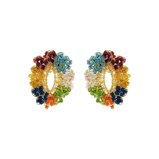 Multi & Gold Roxy Handmade Crochet Earrings