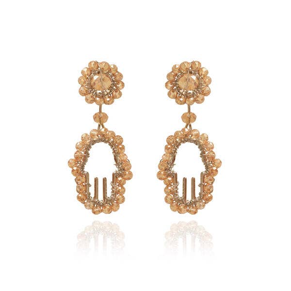 Amber & Gold Hamsa Handmade Crochet Earrings