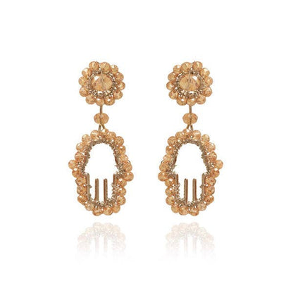 Amber & Gold Hamsa Handmade Crochet Earrings