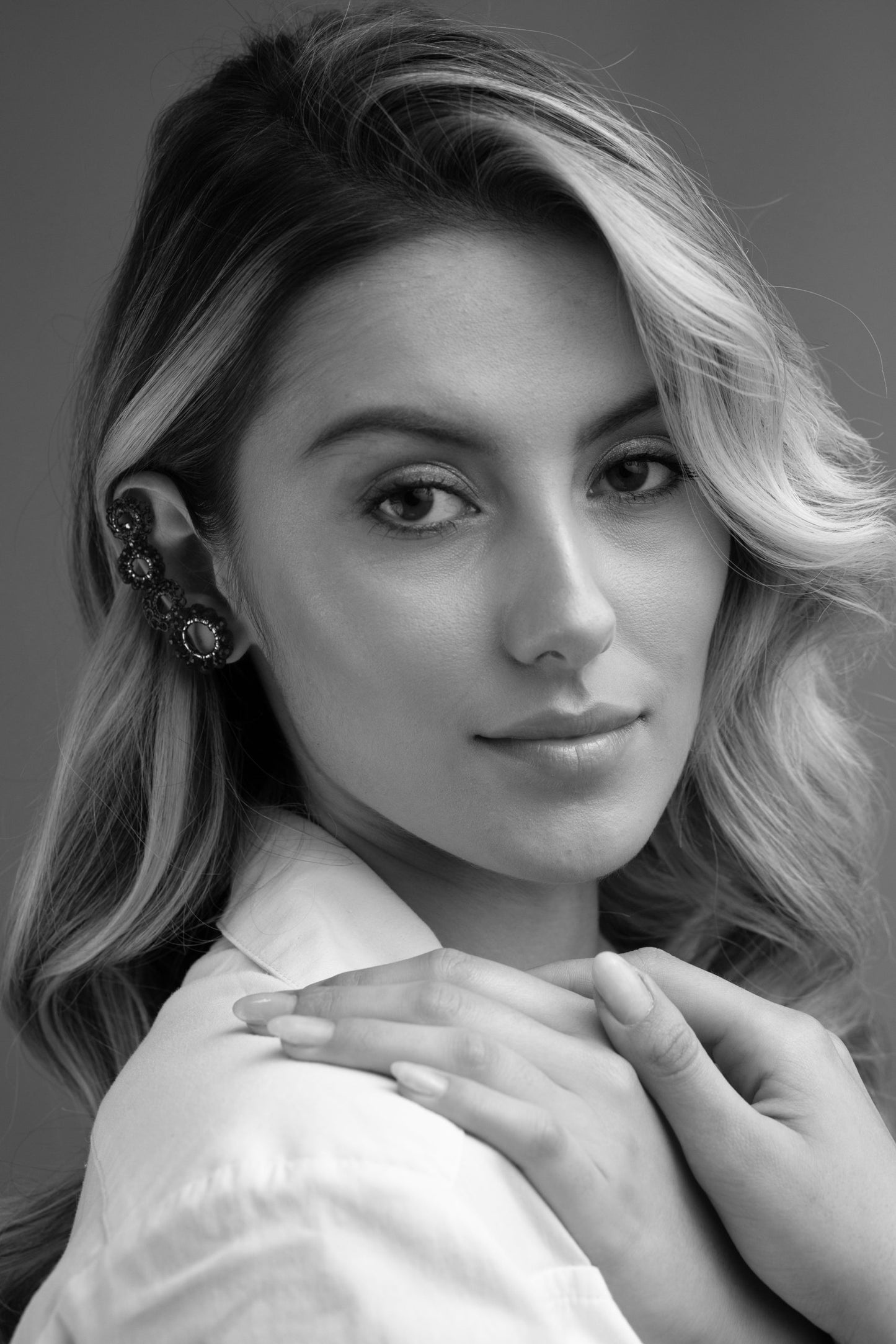 Royal Black Mix Clubs Handmade Crochet Earcuff