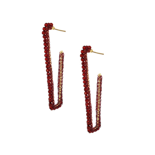 Cherry Red Lilo Hoops Handmade Crochet Earrings
