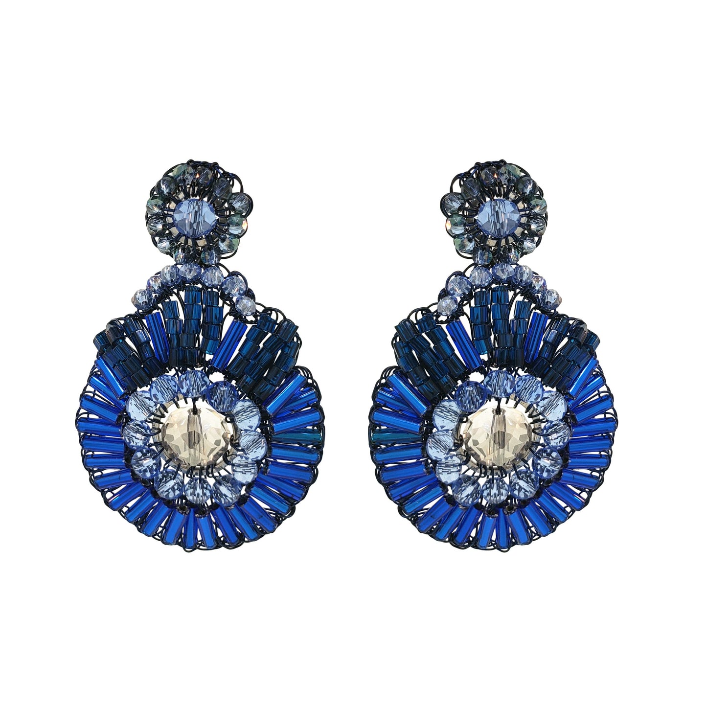 Royal Blue Mix Bishop Handmade Crochet Earrings