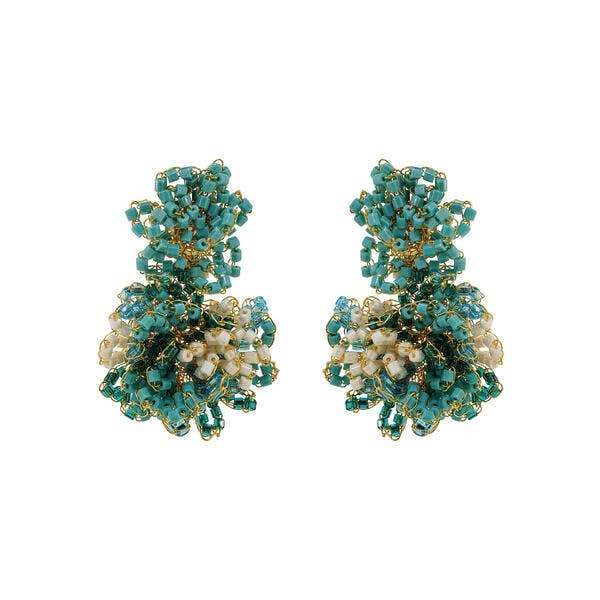 Ocean Teal Mix Agnes Handmade Earrings