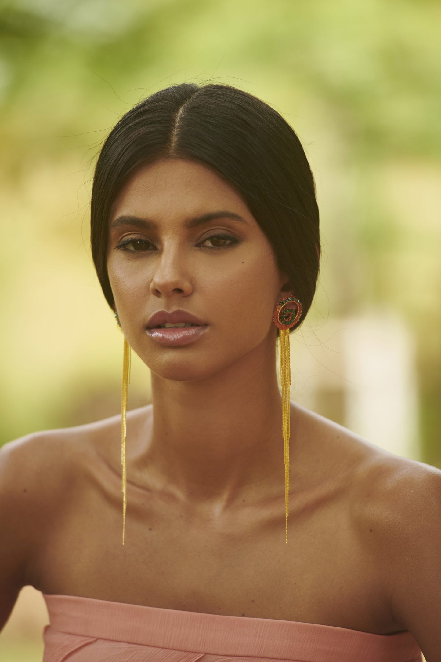 Black & Gold Opal Fringe Handmade Crochet Earrings