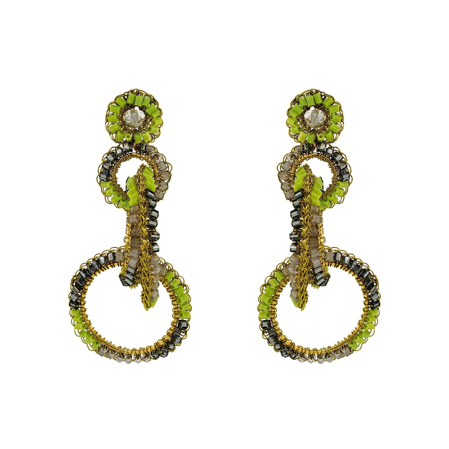 Neon Green Mix Grace Handmade Crochet Earrings