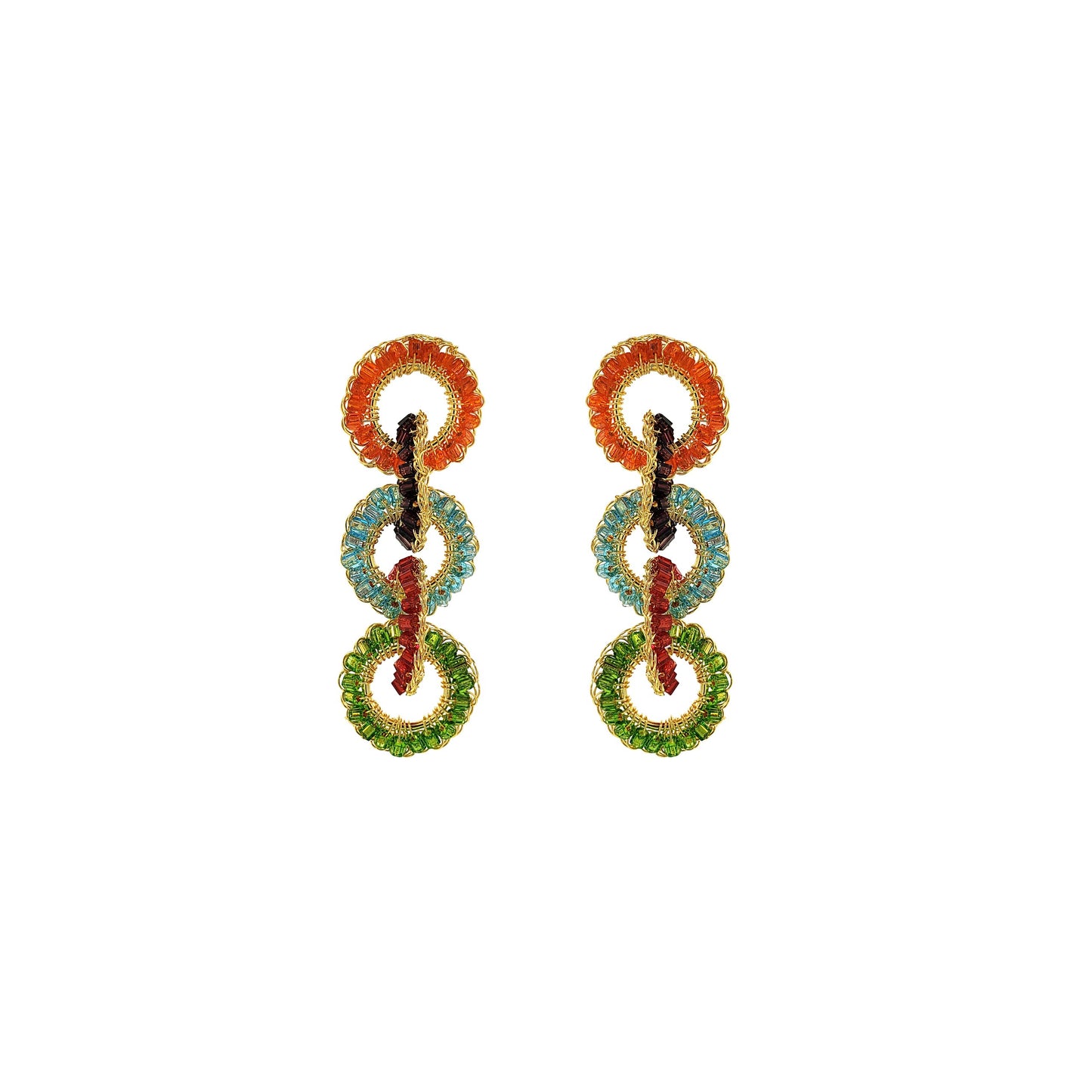 Multi & Gold Nova Maxi Handmade Crochet Earrings