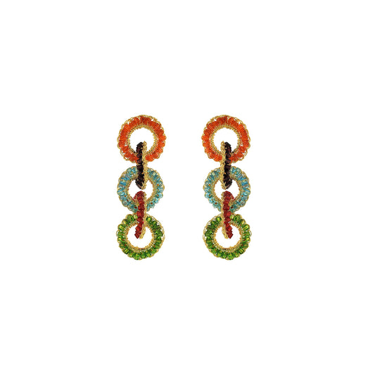 Multi & Gold Nova Maxi Handmade Crochet Earrings
