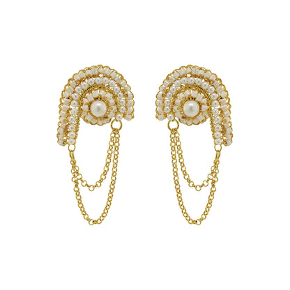 Pearl & Gold Freya Handmade Crochet Earrings