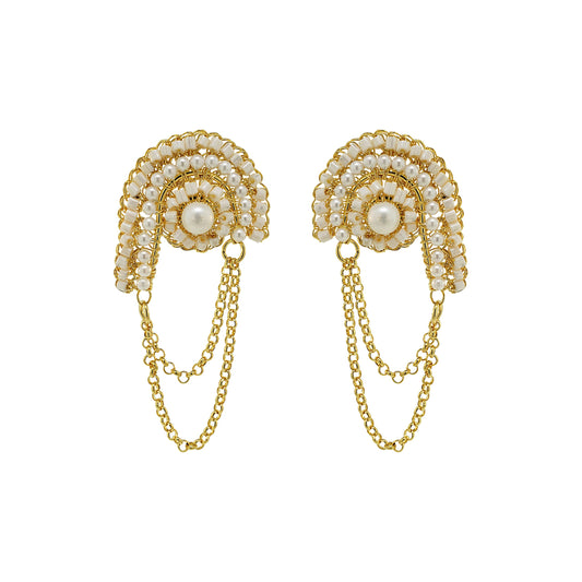 Pearl & Gold Freya Handmade Crochet Earrings