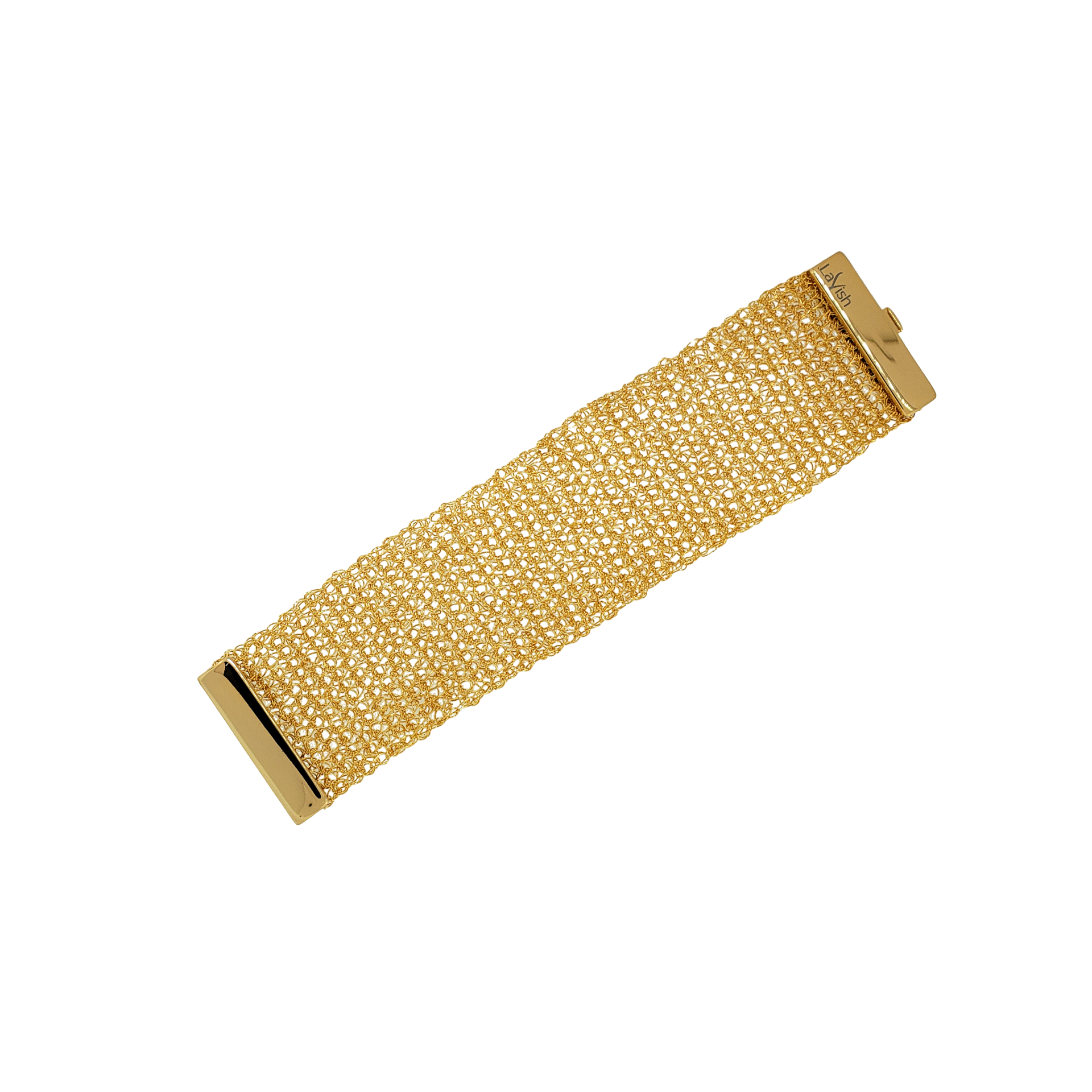 handmade-crochet-gold-18-karat-filled-mesh-bracelet-lightweight-nickel-freehypoallergenic-High-fashion-comfort-Brazilian-craftsmanship