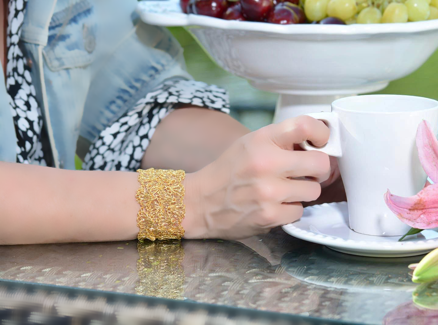All Gold Shells Handmade Crochet Bracelet