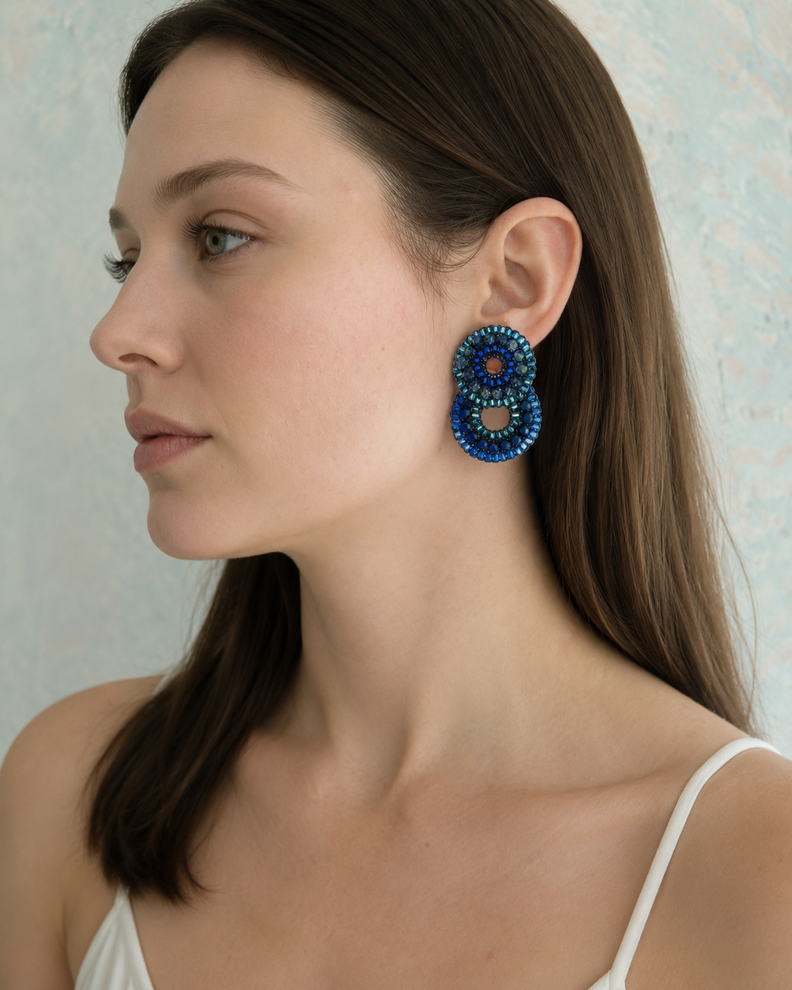 Blue Mix Gush Small Handmade Crochet Earrings
